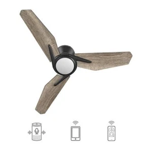 CARRO Smart Ceiling Fan 44"x44"x10.5" Integrated LED Black w/Light+Remote Indoor - Picture 1 of 2