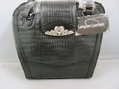 NUEVO CON ETIQUETAS Negro Langdon Cuero Annie Cartera Corazón Bolsillo Bolso de Mano Bolso de Hombro Foto 1 de 4