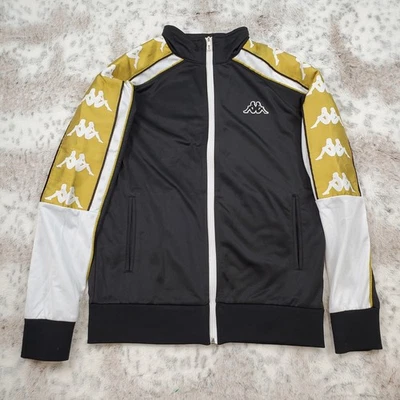 Chaqueta cortavientos Kappa para hombre mediana negra blanca dorada cremallera completa softshell Foto 1 de 4