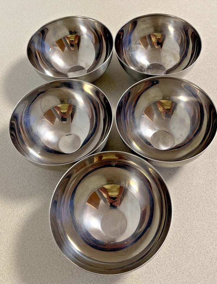 IKEA BLANDA BLANK Small Serving bowl 5" Stainless steel Set of 5 Berry Ice Cream - Image 1 of 4