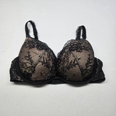 Victoria's Secret Women Bra 34B Black Floral Balconette Underwired Lace - Image 1 of 4