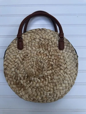 Bolsa tiracolo Talbots palha e jeans sem alça transversal - Imagem 1 de 4