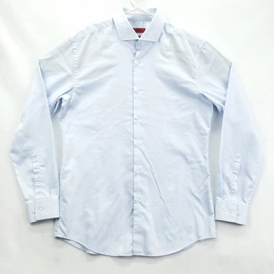 Camisa Hugo Boss Para Hombres 17.5 XL Azul Claro Calce Ajustado Fácil Hierro Espiga *defecto Foto 1 de 4
