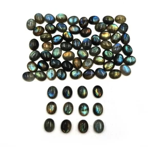 Lote de 39 piedras preciosas sueltas cabujón ovalado de labradorita natural 8*10 mm 100 CT - Imagen 1 de 6