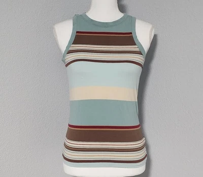 Camiseta sin mangas elástica vintage Y2K GAP a rayas talla pequeña para bebé Foto 1 de 4