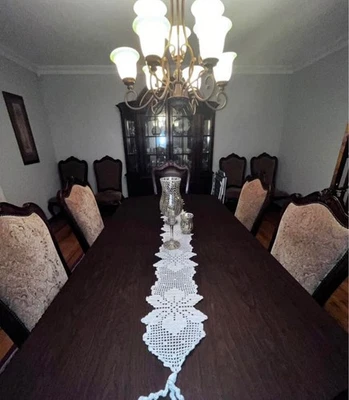 10 seat dining room set with hutch and buffet - Image 1 of 4