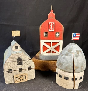 3er Set rustikale Holz Handarbeit Scheunendeko rot Scheune/Futterscheune/Silo - Bild 1 von 20