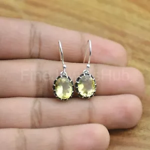 Faceted Lemon Quartz Earring 925 Sterling Silver Earring Gemstone Earring - Picture 1 of 3