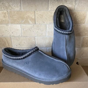 UGG TASMAN BRAID DARK GREY SUEDE SHEEPSKIN SLIPPERS SHOES SIZE US 17 MEN - Picture 1 of 5