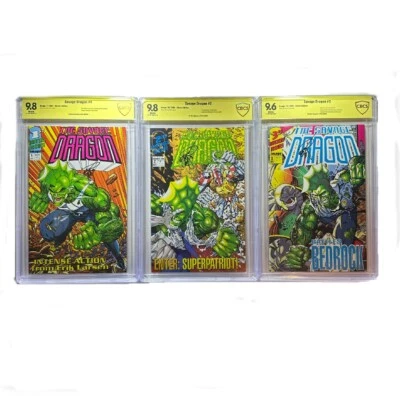 Image Comics SAVAGE DRAGON #1 CBCS 9.8 #2 CBCS 9.8 #3 CBCS 9.6 Larsen Signed Set - Image 1 of 2