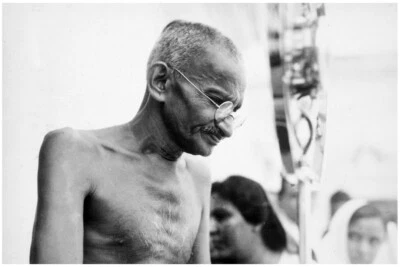 Mohatma Gandhi Black & White Indian Independence Art Wall Poster - POSTER 20x30 - Image 1 of 4