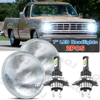7Inch Round LED Headlight Hi-Lo Beam cool white For Dodge D100 D150 D200 D300 - Image 1 of 4
