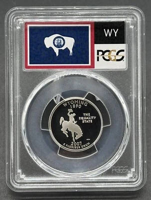 Stunning American 2007-S 25C Graded Silver Wyoming Proof Quarter PCGS PR69DCAM - Image 1 of 4