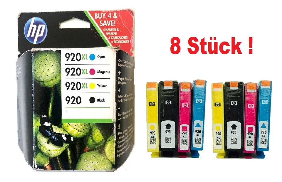 8 X Original Ink HP Officejet 6000 6500A Plus 7000 7500A / No. 920 920XL Set - Image 1 of 1