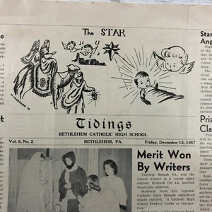 Periódico de escuela secundaria católica Bethlehem PA Navidad 1957 fotos de colección estudiantes deportes - Imagen 1 de 11