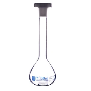 MATRAZ VOLUMÉTRICO 50ML. MATRAZ VOLUMÉTRICO DE BOROSILICATO CLASE A. ISO. 1042 - Imagen 1 de 3