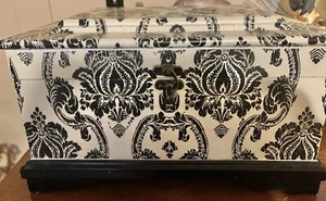 Large Wood Beige And Black Trinket/ Storage Box - Picture 1 of 4