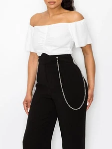 Black and White Cold Shoulder Jumpsuit Size Medium Chain Detail - Picture 1 of 2