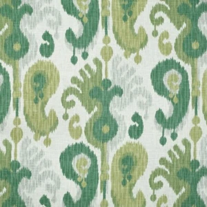 P/Kaufmann SALMA MEADOW Linen Blend Green Ikat Drapery Uph Print Fabric - Picture 1 of 1