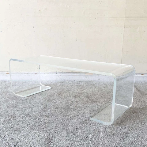 Postmodern Lucite Scroll Coffee Table Cover