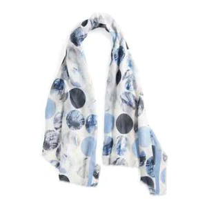 Hartley Oblong Scarf - Blue Border Dot - Picture 1 of 1