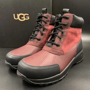 UGG MENS EMMETT DUCK BOOT SIZE US 9 RED LEATHER WATERPROOF SNOW RAIN WORK - Picture 1 of 19