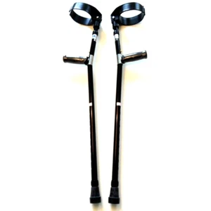 Forearm Crutches Black Size M (Pair) Walking Lightweight Adjustable Small Cuff - Picture 1 of 3