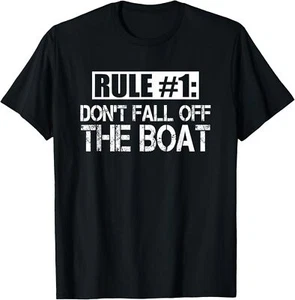 Mens Rule 1 Don't Fall Off The Boat Funny Cruise Ship T-Shirt Hoodie - Picture 1 of 16
