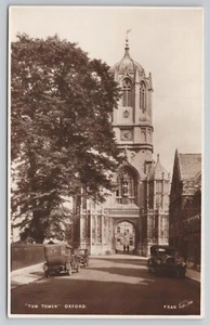 1920er Tom Tower Oxford England UK alte Autos RPPC Echt Foto Postkarte - Bild 1 von 2