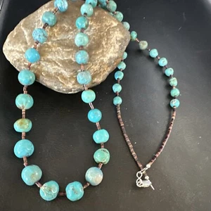 Native Navajo 30" Türkis Muschel Heishi Sterlingsilber Perlen Halskette 15087 - Bild 1 von 16