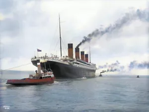 Vintage Titanic leaving Belfast for her seas Ireland Print/Poster A3 Size - Picture 1 of 1