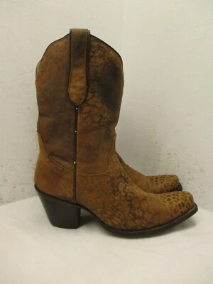 Bota de Vaquero Corral Marrón Estampado de Guepardo Cuero Punta Corta A2867 Mujer Talla 8.5 M Foto 1 de 4