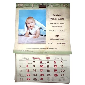 Original Vintage 1962 Calendar - WAWA FARMS DAIRY - Milk Cream Cheese Eggs - Picture 1 of 6