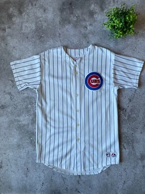 Vintage Chicago Cubs Jersey Majestic Made in USA SZ L Pin Stripe SEWN - Image 1 of 4