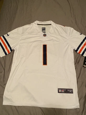 Justin Fields #1 Chicago Bears Men's Large Jersey White Stitched New NFL Cover