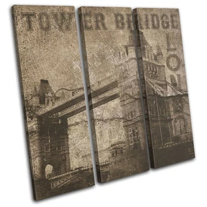 London Antique Retro City TREBLE CANVAS WALL ART Picture Print - Picture 1 of 1