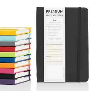 A5 Hardback Lined Notebook Ruled Notepad Notes Diary Journal Premium Book - Picture 1 of 33