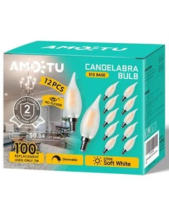 AMDTU 100W Equivalent E12 Frosted LED Candelabra Bulb, Dimmable CA10 Candle, ... - Picture 1 of 9