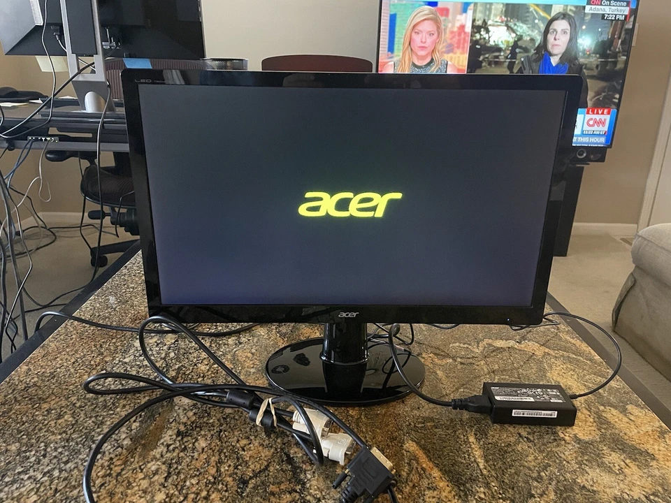 ACER 21" Wide LCD Monitor S220HQL & Acer Adapter A11-064N1A  & Cables Bundle - Image 1 of 4