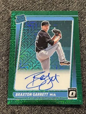 2021 Optic Green Mojo Prizm Auto Braxton Garrett RC Auto /99 Marlins - Image 1 of 2
