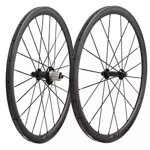 Road Bike Carbon Fiber Wheelset Straight Pull Hub Clincher Tubular Bike Wheels - Picture 1 of 18