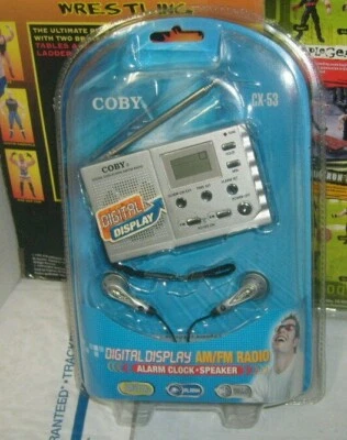 Coby Digital Display AM/FM Radio CX-53 Alarm Clock Speaker Earbuds New & Sealed - Image 1 of 3