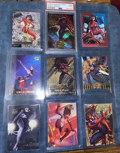 Marvel Masterpieces Spiderman & Spider Woman Marvel cards Metal Fleer PSA 9 Mint - Picture 1 of 12