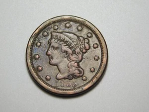 MONEDAS ANTIGUAS EE. UU. 1855 PELO TRENZADO CENTAVO GRANDE VERTICAL 55 - Imagen 1 de 9