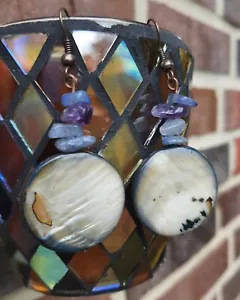 Handgefertigte Ohrringe Abalone, Amethyst, Rauchquarz - SorjuanaLolita Designs - Bild 1 von 10