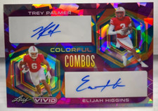 Trey Palmer/Elijah Higgins 2023 Sheet Vivid Purple XRC Combo Autograph Car # D 2/