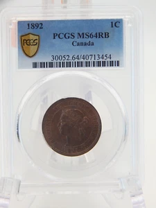 1892 Kanada ONE CENT - PCGS gestempelt MS 64 ROTBRAUN RB - PENNY (BT813) - Bild 1 von 4