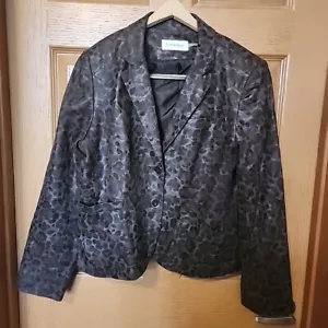 Blazer Calvin Klein misto lino ghepardo stampa animalier giacca donna taglia 14 - Foto 1 di 10