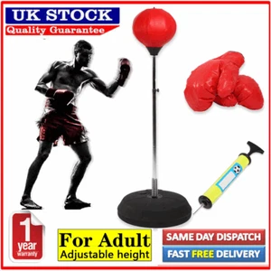 Adult Punch Ball Set Free Standing Adjustable w/Boxing Bag Gloves Speed Training - Picture 1 of 14