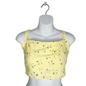 NWT No Boundaries Yellow Floral Shoulder Tie Bralette Bikini Swim Top Juniors XL - Foto 1 di 13